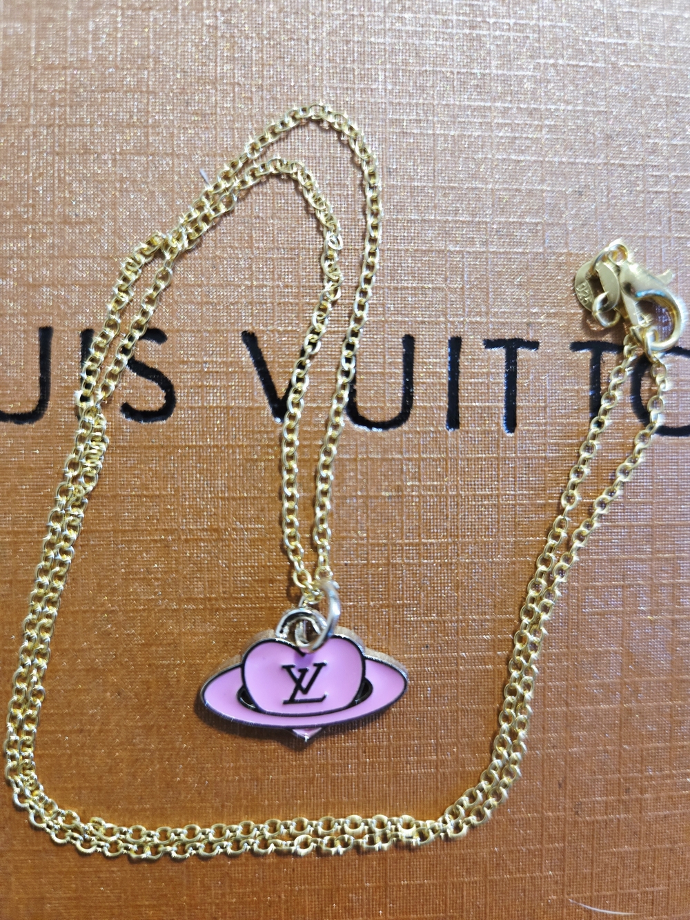 Louis Vuitton Recycled Pink and Gold Planet Heart Pendant Necklace